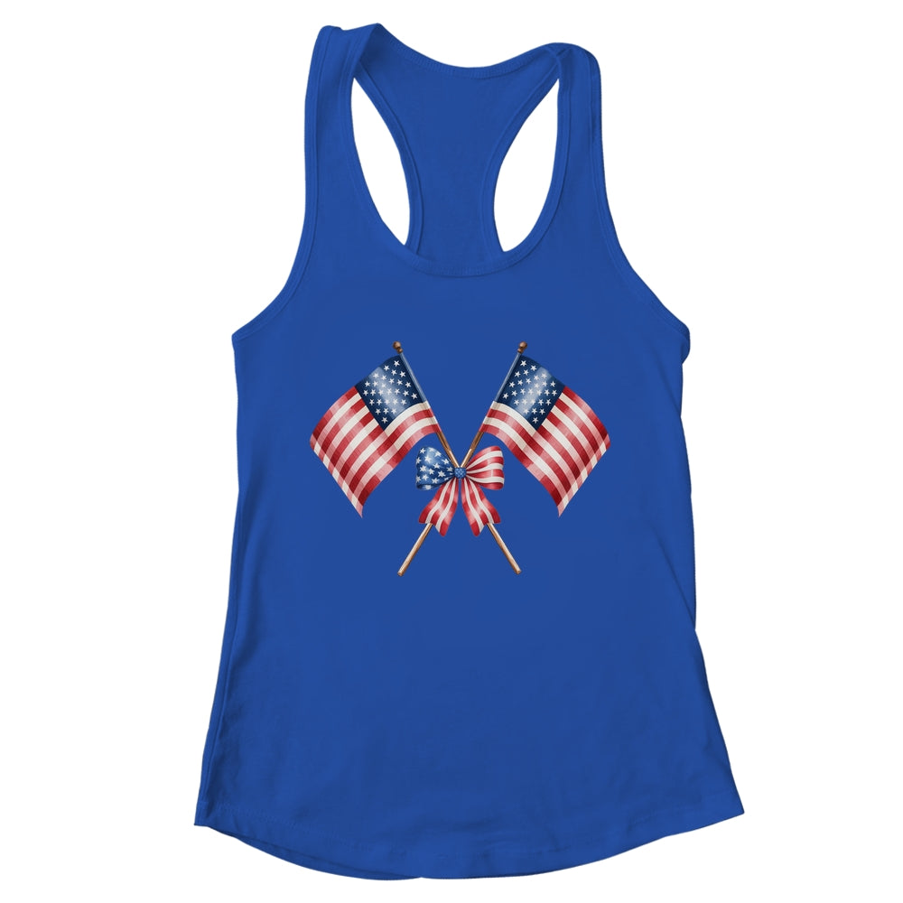 Coquette Bow USA 4th Of July America American Girls Women Shirt & Tank Top | teecentury