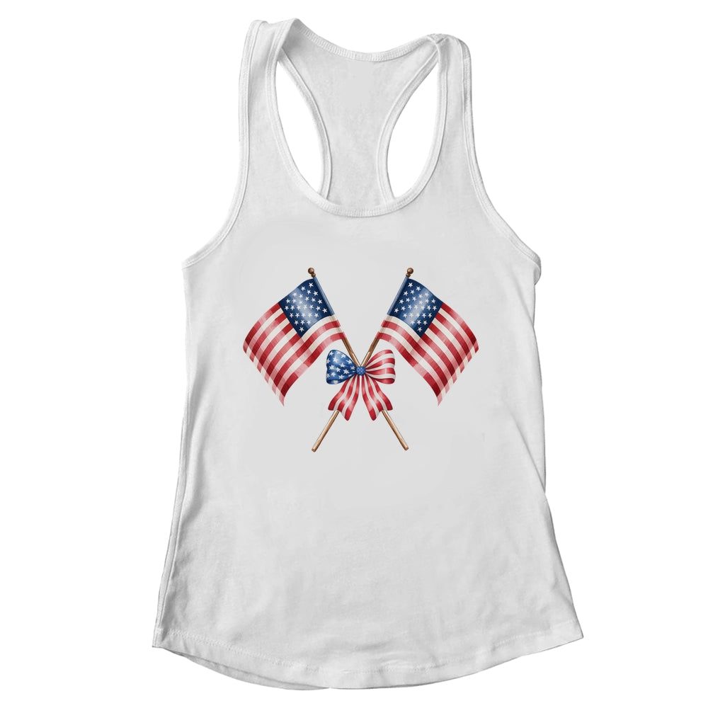 Coquette Bow USA 4th Of July America American Girls Women Shirt & Tank Top | teecentury