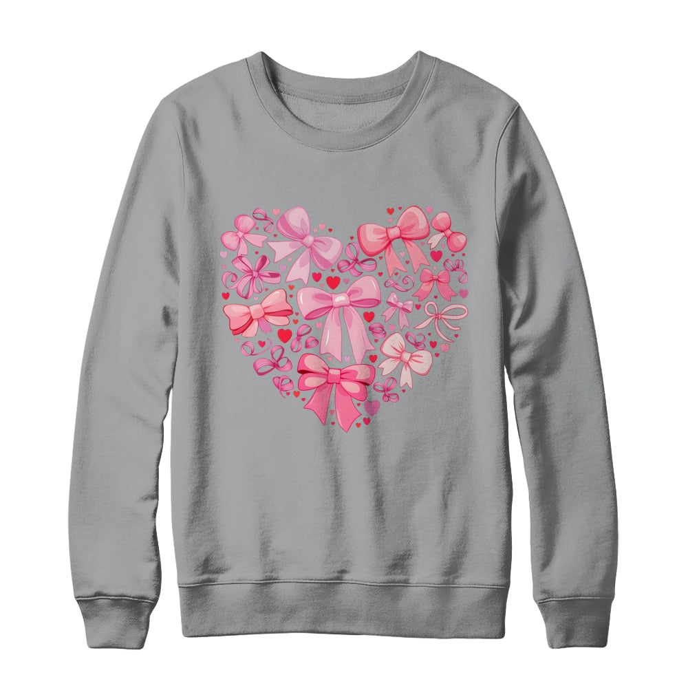 Coquette Bow Valentine Heart Love Valentines Day Girl Shirt & Sweatshirt | teecentury