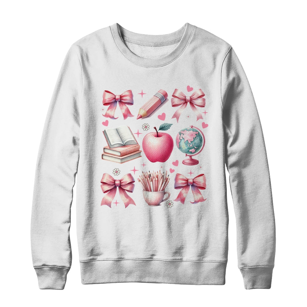 Coquette Bows Cute Teacher Life Back To School Teach Inspire Shirt & Sweatshirt | teecentury