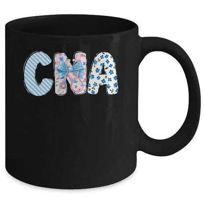 Coquette CNA Nurse Blue Floral Stethoscope Bow Cute Nurse Mug | teecentury