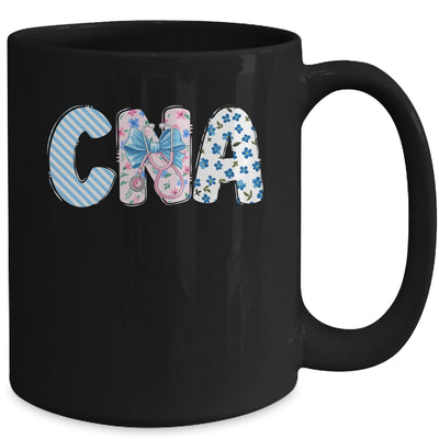 Coquette CNA Nurse Blue Floral Stethoscope Bow Cute Nurse Mug | teecentury