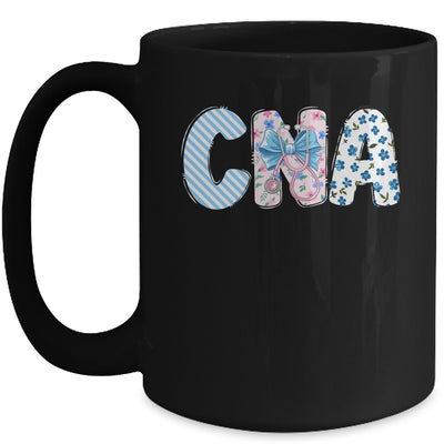 Coquette CNA Nurse Blue Floral Stethoscope Bow Cute Nurse Mug | teecentury