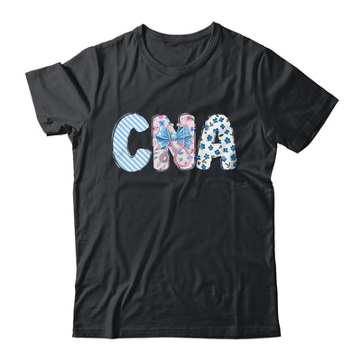 Coquette CNA Nurse Blue Floral Stethoscope Bow Cute Nurse Shirt & Tank Top | teecentury
