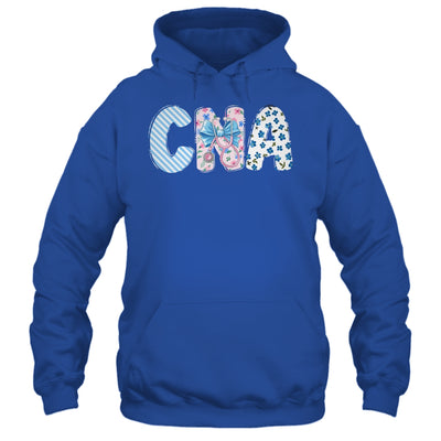 Coquette CNA Nurse Blue Floral Stethoscope Bow Cute Nurse Shirt & Tank Top | teecentury