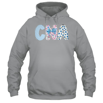 Coquette CNA Nurse Blue Floral Stethoscope Bow Cute Nurse Shirt & Tank Top | teecentury