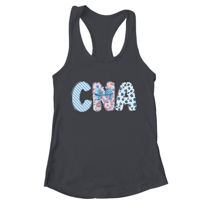 Coquette CNA Nurse Blue Floral Stethoscope Bow Cute Nurse Shirt & Tank Top | teecentury