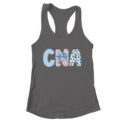 Coquette CNA Nurse Blue Floral Stethoscope Bow Cute Nurse Shirt & Tank Top | teecentury
