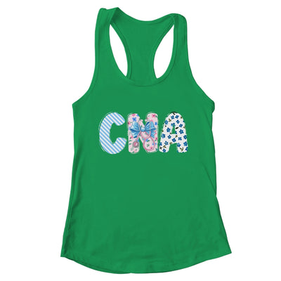 Coquette CNA Nurse Blue Floral Stethoscope Bow Cute Nurse Shirt & Tank Top | teecentury