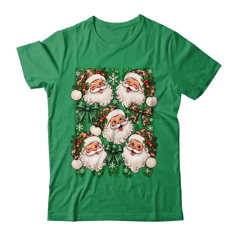 Coquette Christmas Camo Santa Faces Holiday Graphic Women Shirt & Sweatshirt | teecentury