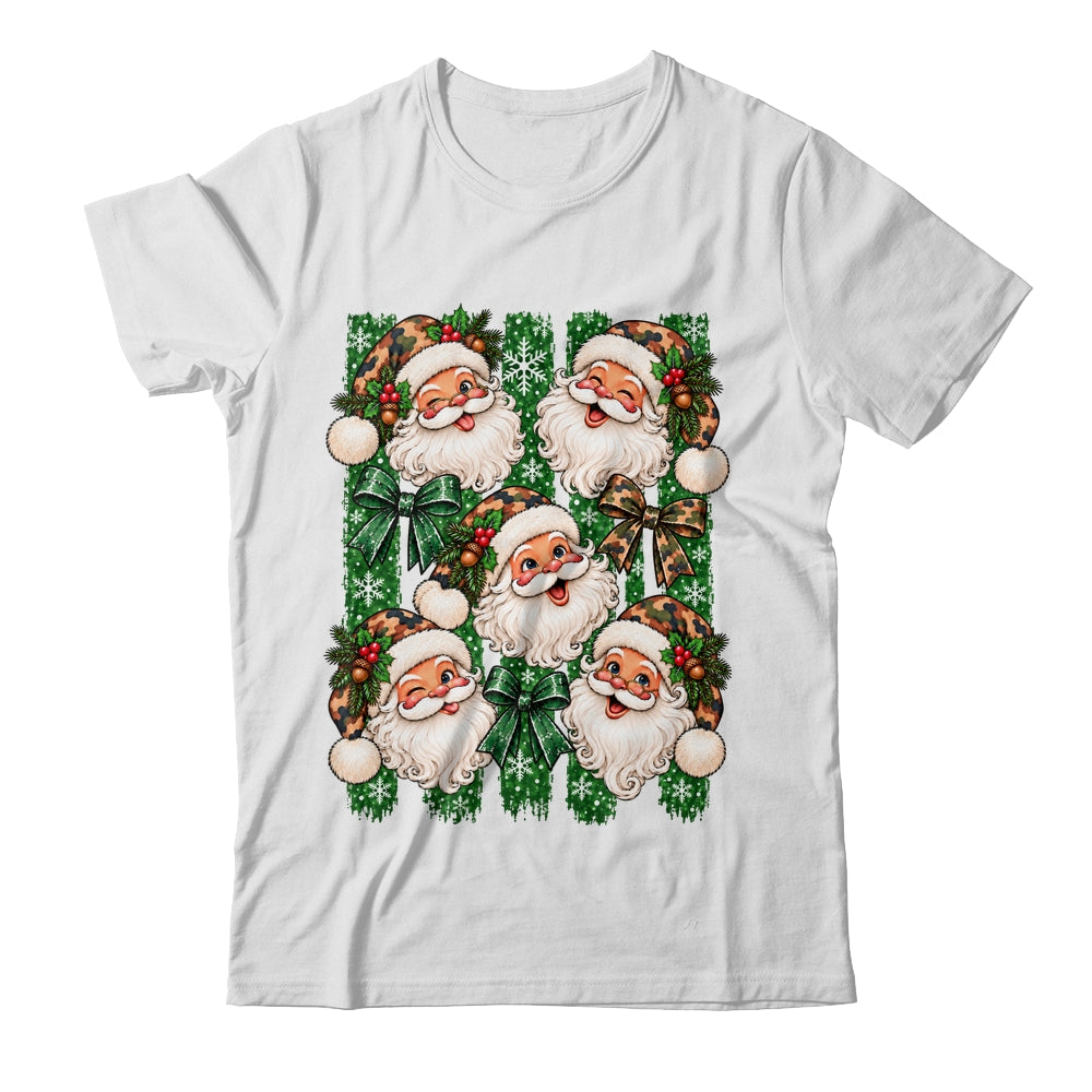 Coquette Christmas Camo Santa Faces Holiday Graphic Women Shirt & Sweatshirt | teecentury
