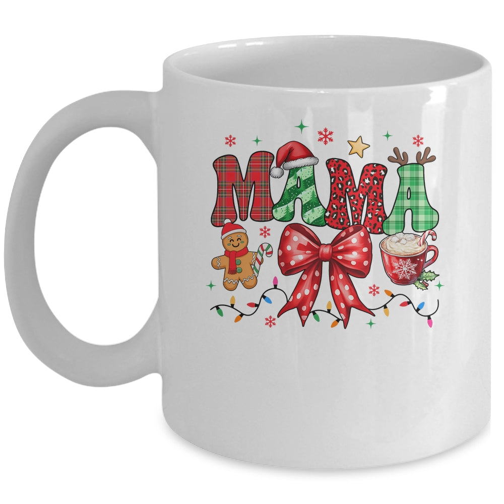 Coquette Christmas Mama Holiday Leopard Buffalo Plaid Mom Mug | teecentury