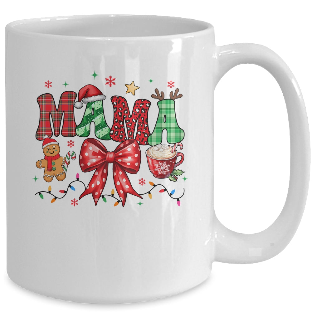 Coquette Christmas Mama Holiday Leopard Buffalo Plaid Mom Mug | teecentury