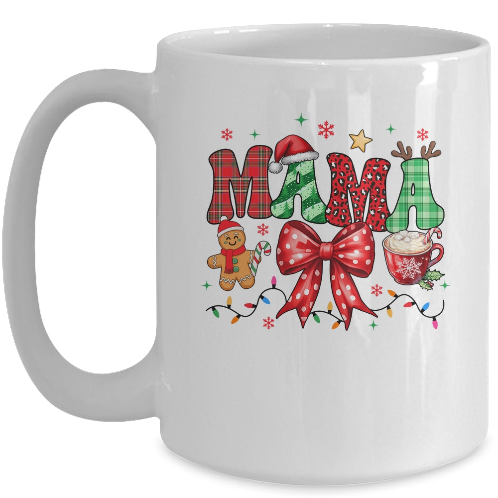Coquette Christmas Mama Holiday Leopard Buffalo Plaid Mom Mug | teecentury