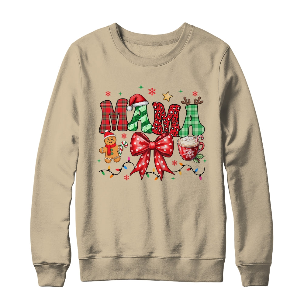 Coquette Christmas Mama Holiday Leopard Buffalo Plaid Mom Shirt & Sweatshirt | teecentury