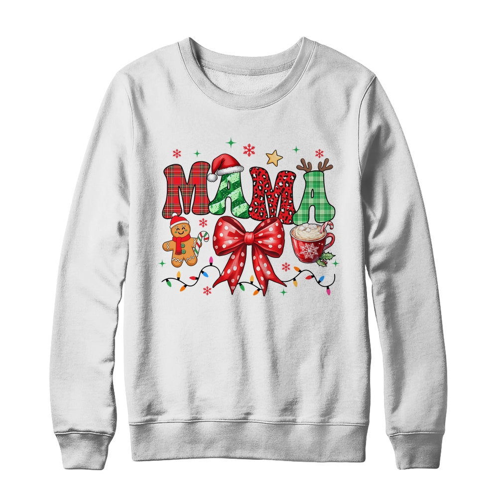 Coquette Christmas Mama Holiday Leopard Buffalo Plaid Mom Shirt & Sweatshirt | teecentury
