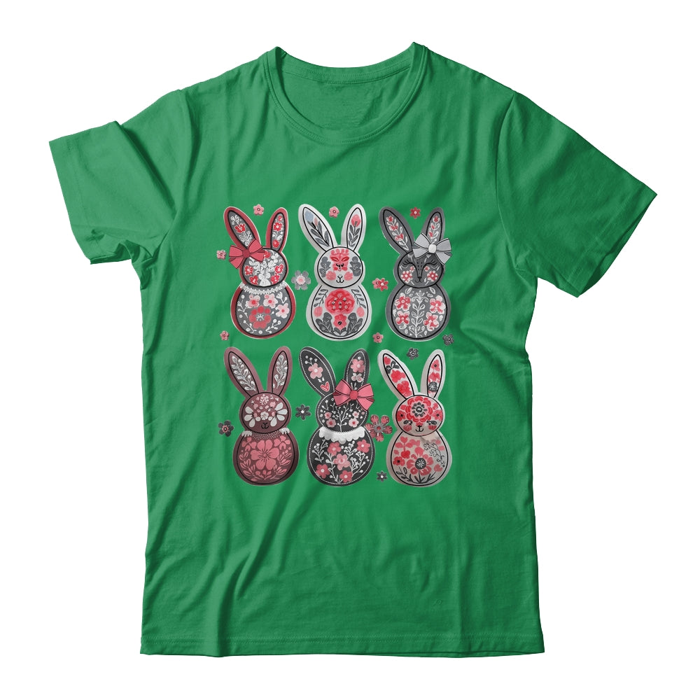 Coquette Easter Bunny Bow Floral Retro Easter Girls Kids Shirt & Sweatshirt | teecentury
