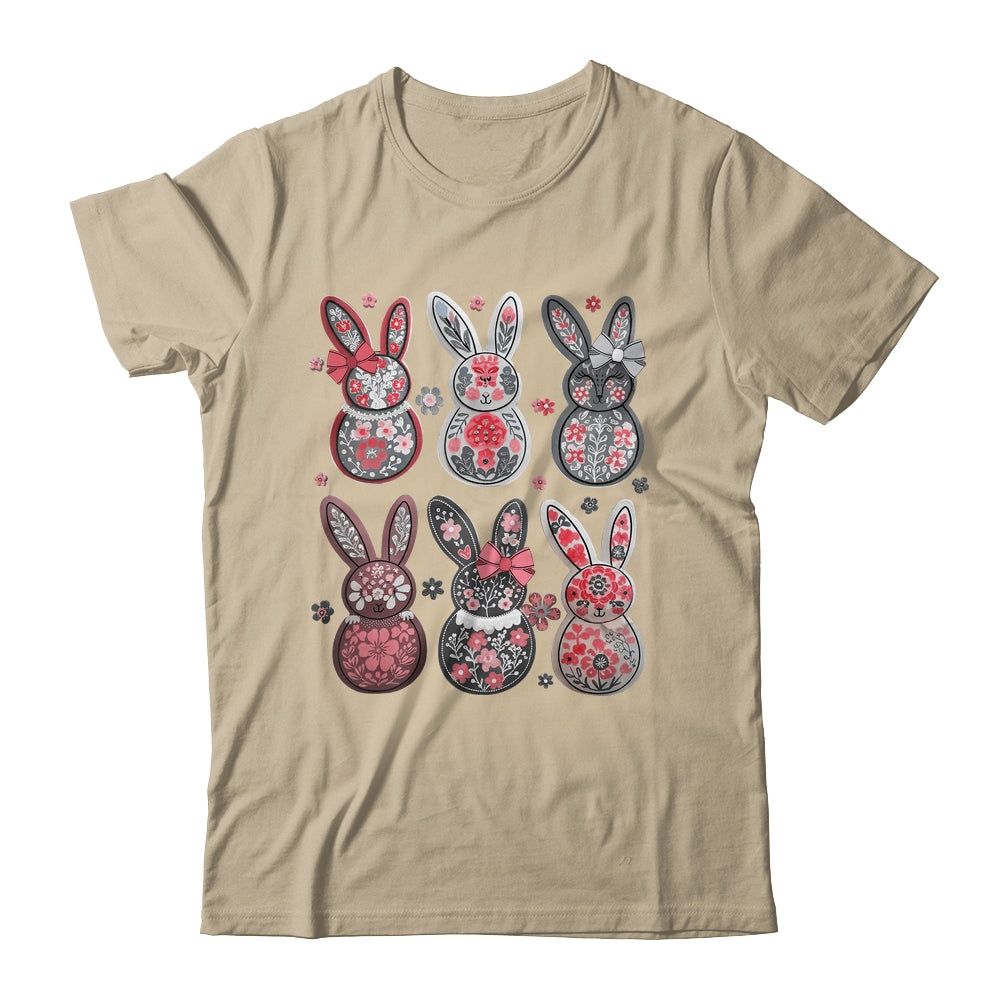 Coquette Easter Bunny Bow Floral Retro Easter Girls Kids Shirt & Sweatshirt | teecentury