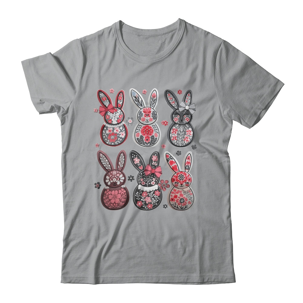 Coquette Easter Bunny Bow Floral Retro Easter Girls Kids Shirt & Sweatshirt | teecentury