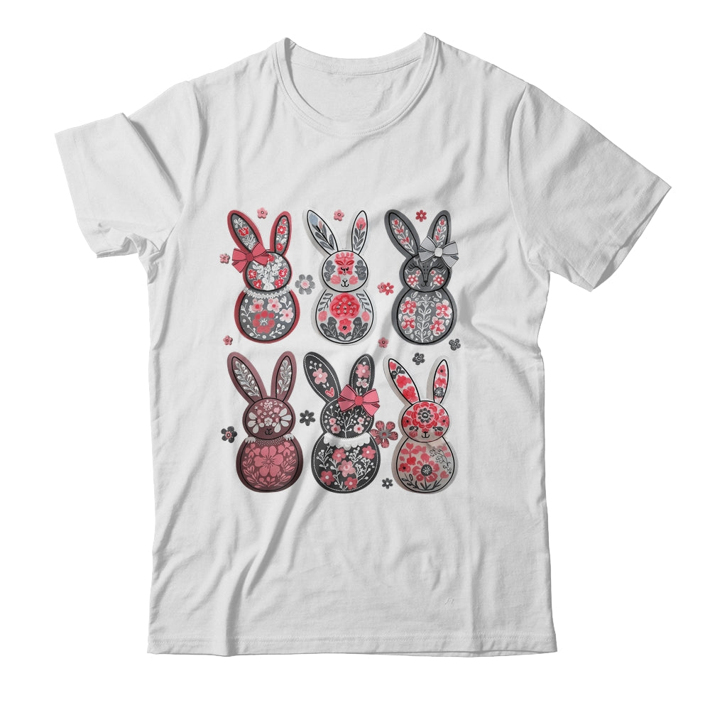 Coquette Easter Bunny Bow Floral Retro Easter Girls Kids Shirt & Sweatshirt | teecentury