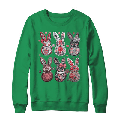 Coquette Easter Bunny Bow Floral Retro Easter Girls Kids Shirt & Sweatshirt | teecentury