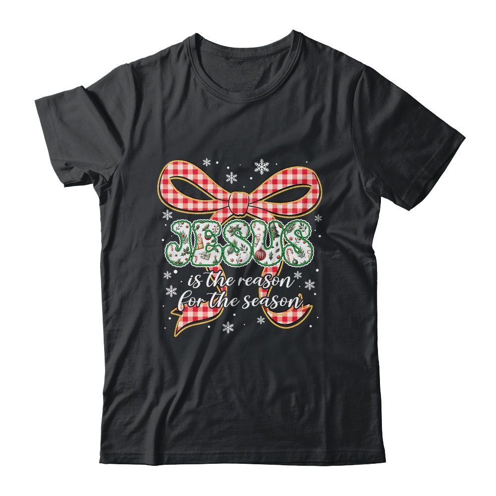 Coquette Floral Christmas Jesus Is The Reason For The Season Shirt & Sweatshirt | teecentury