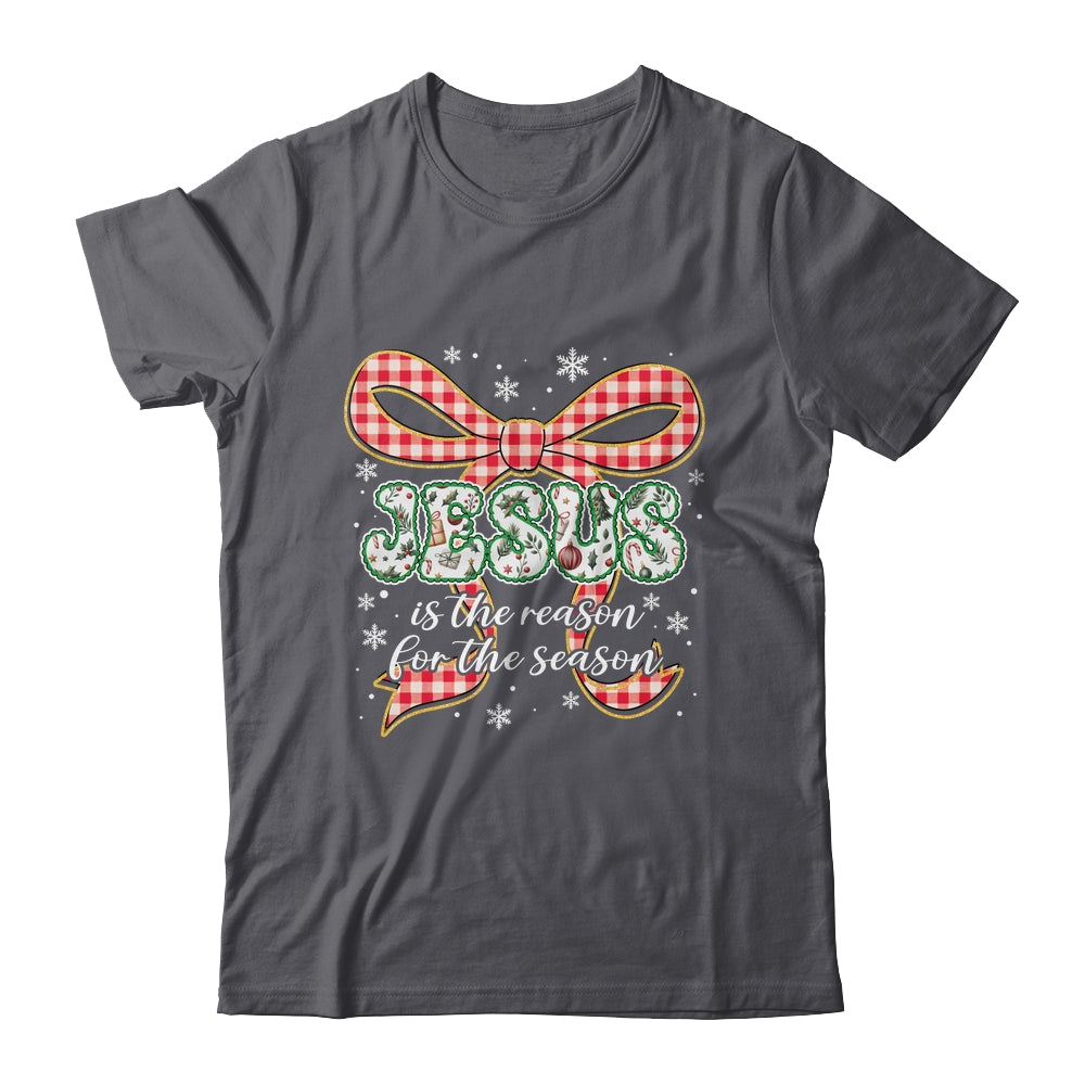 Coquette Floral Christmas Jesus Is The Reason For The Season Shirt & Sweatshirt | teecentury