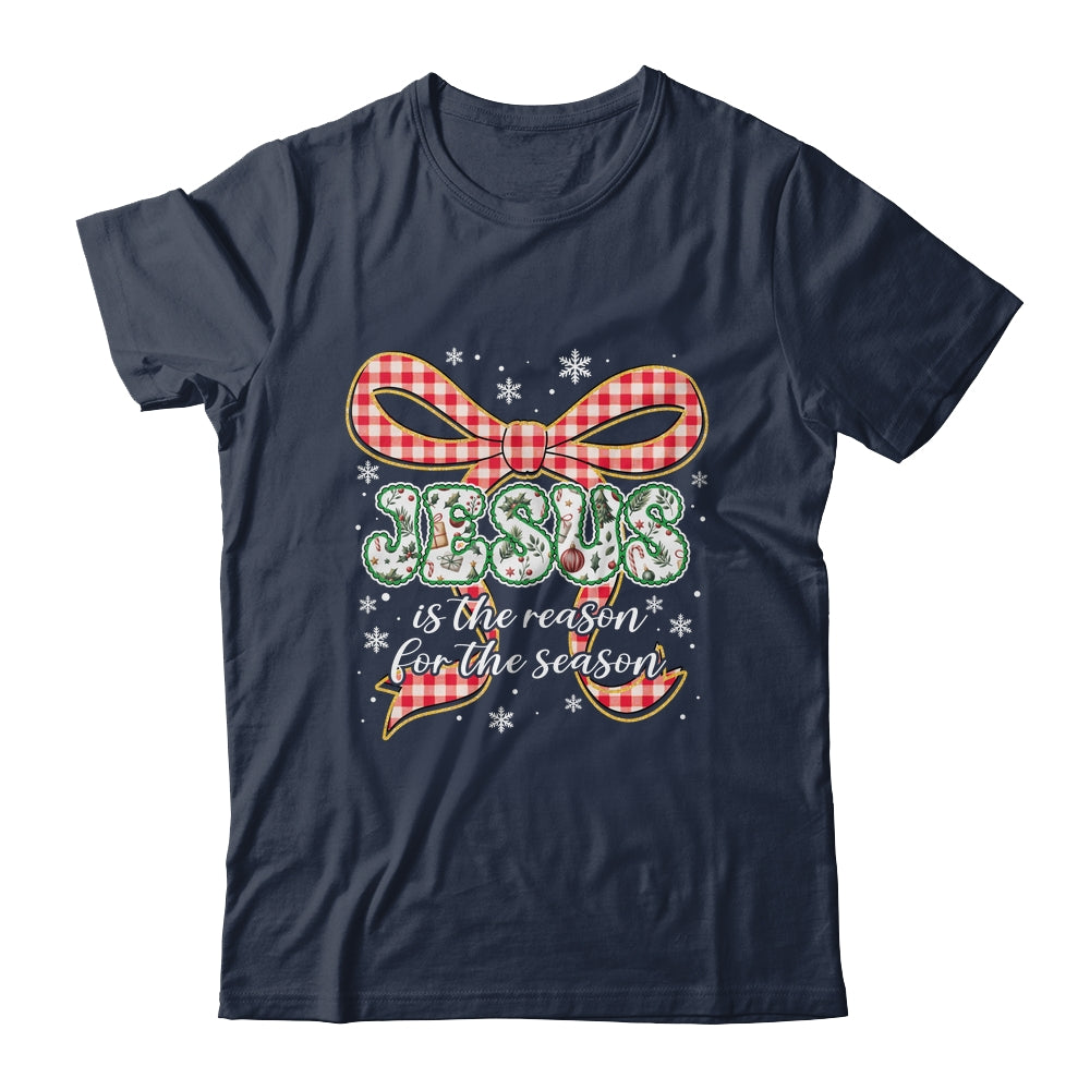 Coquette Floral Christmas Jesus Is The Reason For The Season Shirt & Sweatshirt | teecentury
