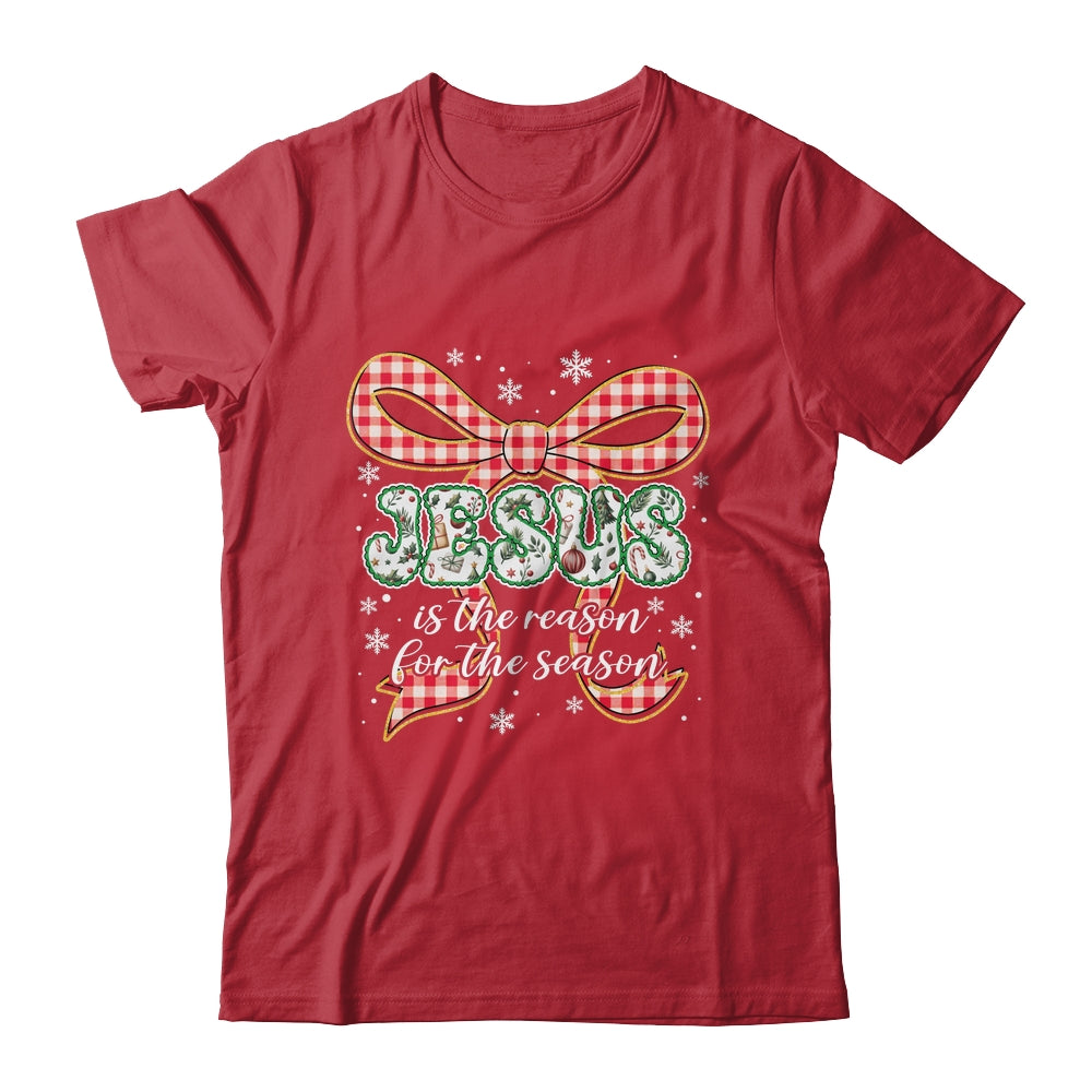 Coquette Floral Christmas Jesus Is The Reason For The Season Shirt & Sweatshirt | teecentury