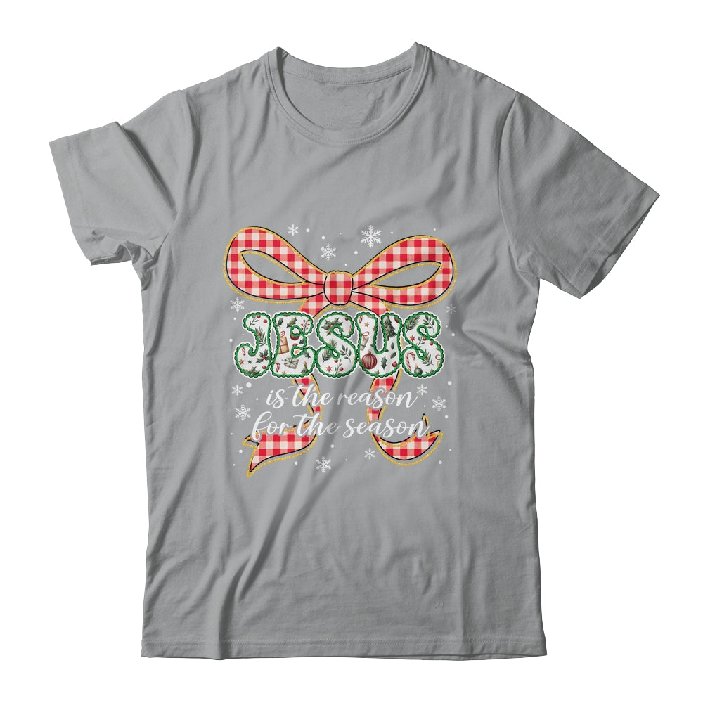 Coquette Floral Christmas Jesus Is The Reason For The Season Shirt & Sweatshirt | teecentury