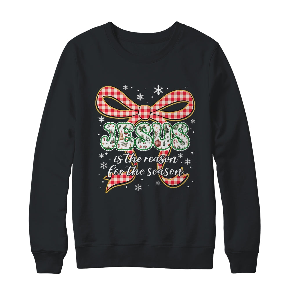 Coquette Floral Christmas Jesus Is The Reason For The Season Shirt & Sweatshirt | teecentury