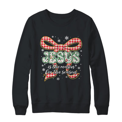 Coquette Floral Christmas Jesus Is The Reason For The Season Shirt & Sweatshirt | teecentury