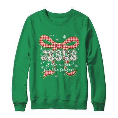 Coquette Floral Christmas Jesus Is The Reason For The Season Shirt & Sweatshirt | teecentury