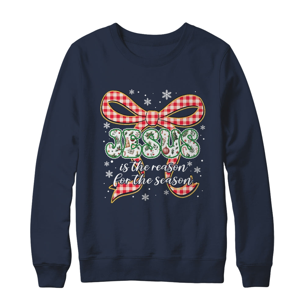 Coquette Floral Christmas Jesus Is The Reason For The Season Shirt & Sweatshirt | teecentury