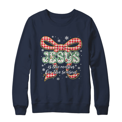 Coquette Floral Christmas Jesus Is The Reason For The Season Shirt & Sweatshirt | teecentury