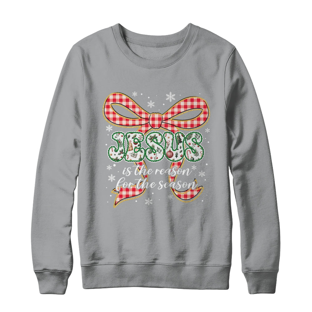 Coquette Floral Christmas Jesus Is The Reason For The Season Shirt & Sweatshirt | teecentury