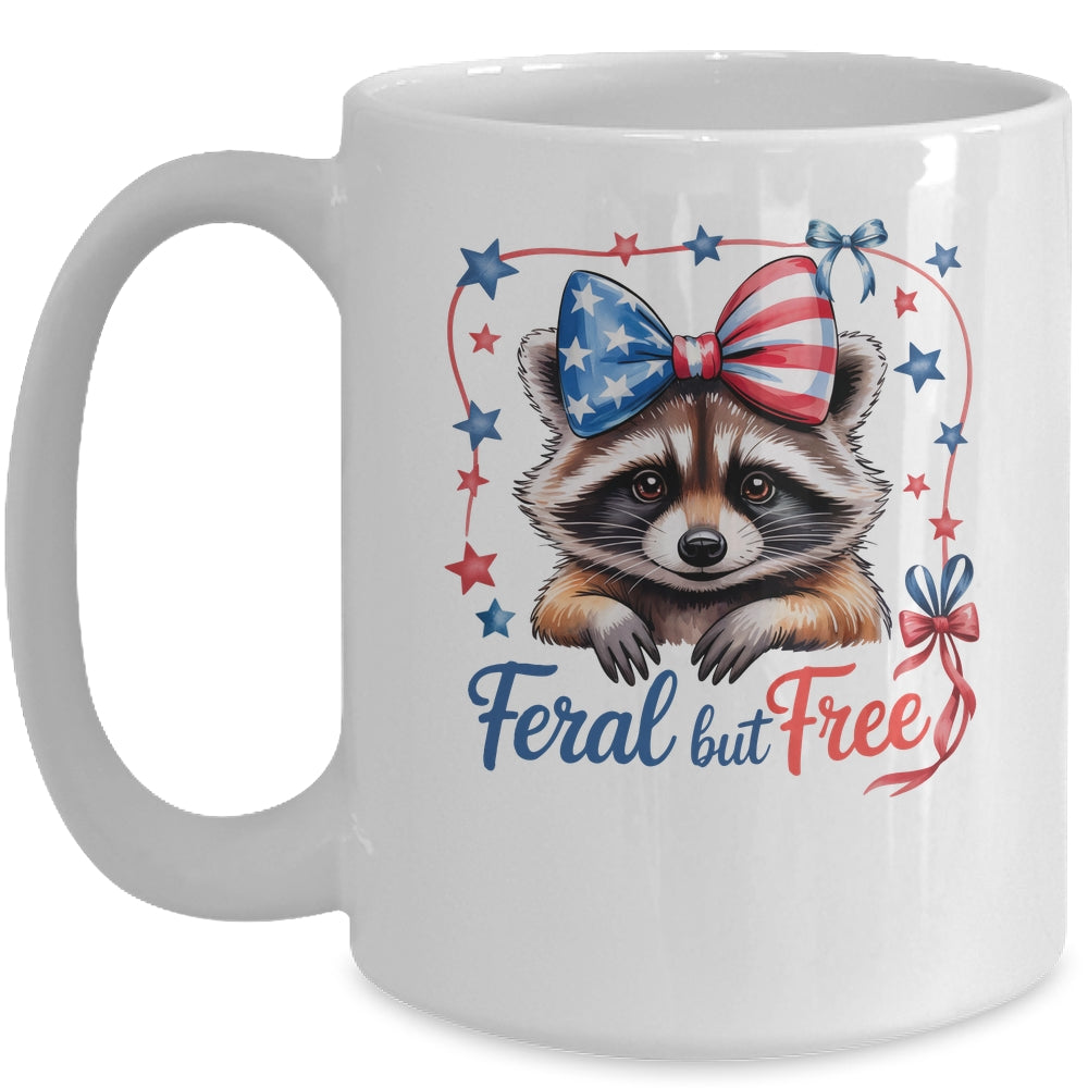 Coquette Funny Raccoon 4th Of July Patriotic Feral But Free Mug | teecentury