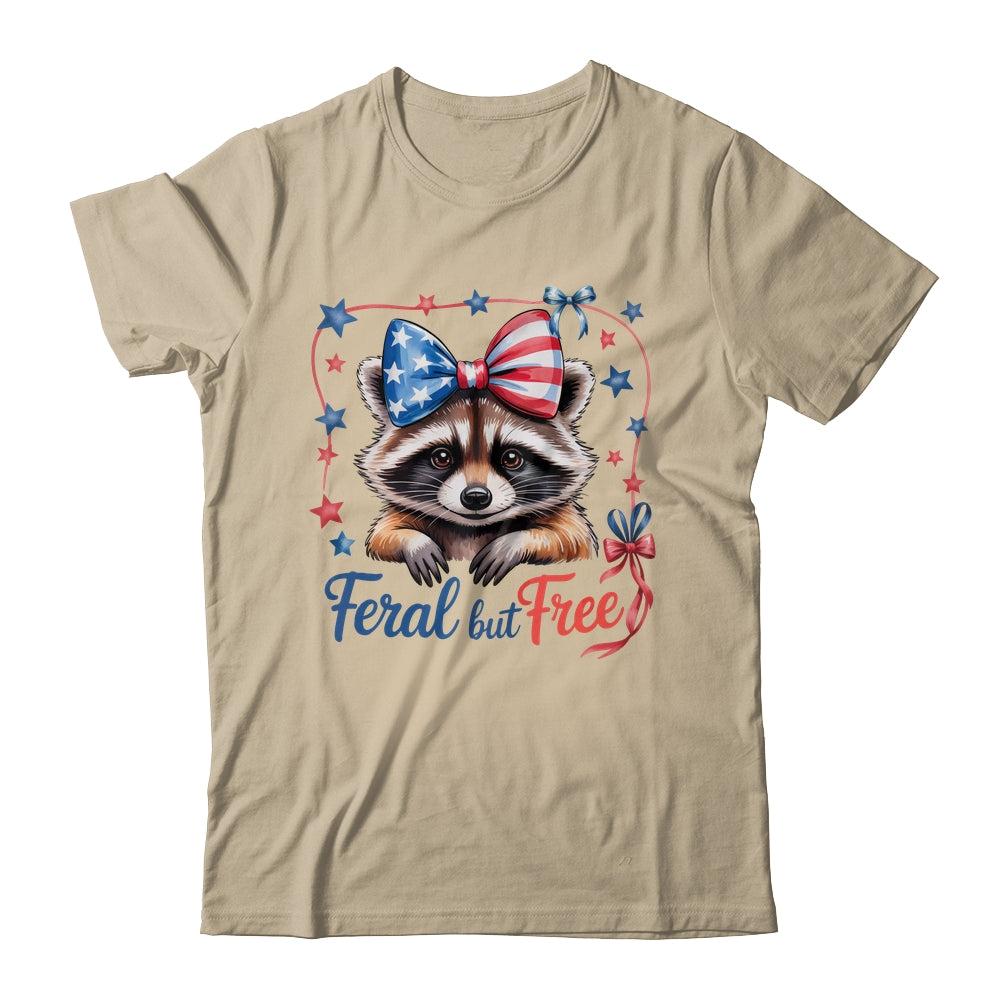 Coquette Funny Raccoon 4th Of July Patriotic Feral But Free Shirt & Tank Top | teecentury