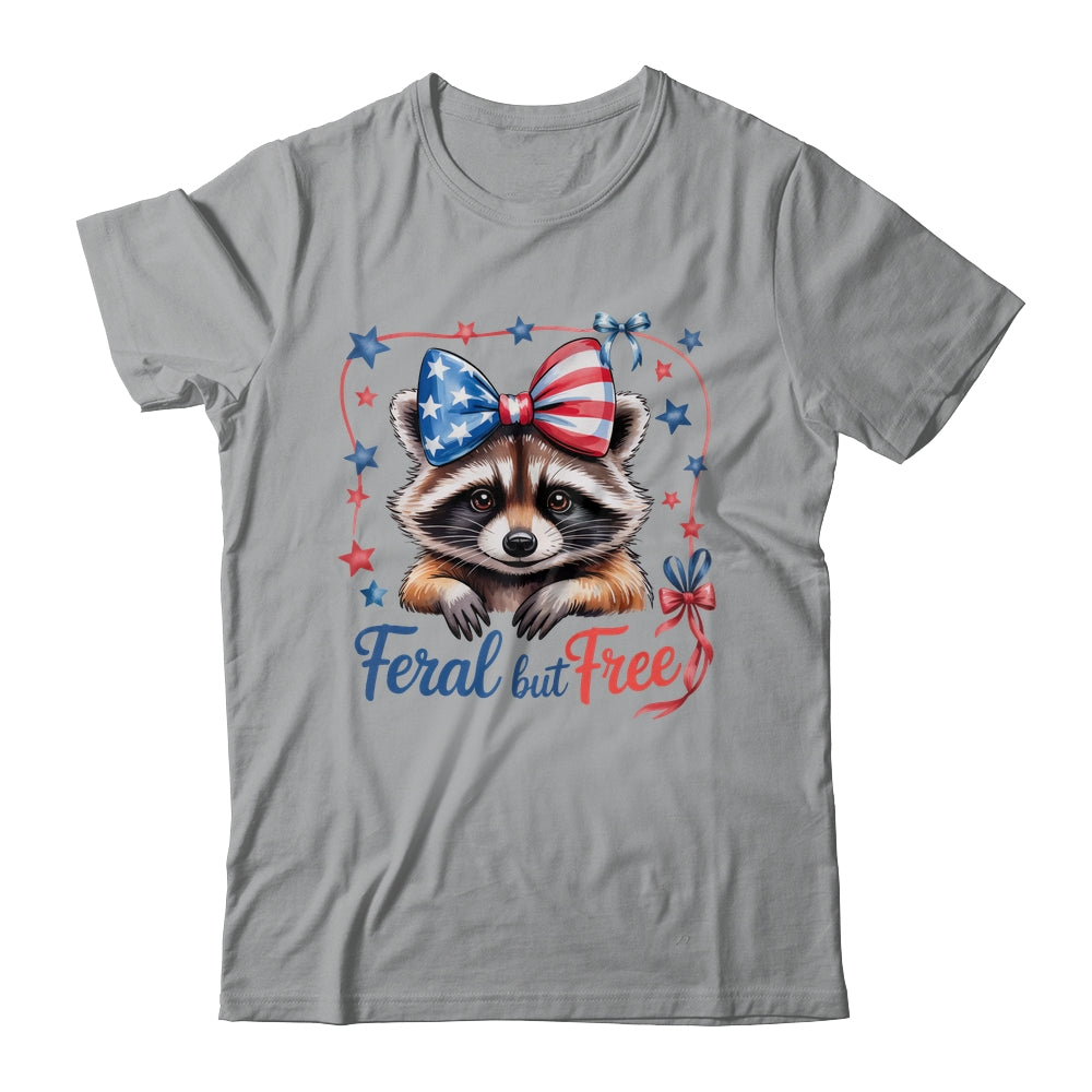 Coquette Funny Raccoon 4th Of July Patriotic Feral But Free Shirt & Tank Top | teecentury