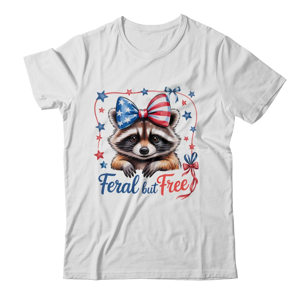 Coquette Funny Raccoon 4th Of July Patriotic Feral But Free Shirt & Tank Top | teecentury