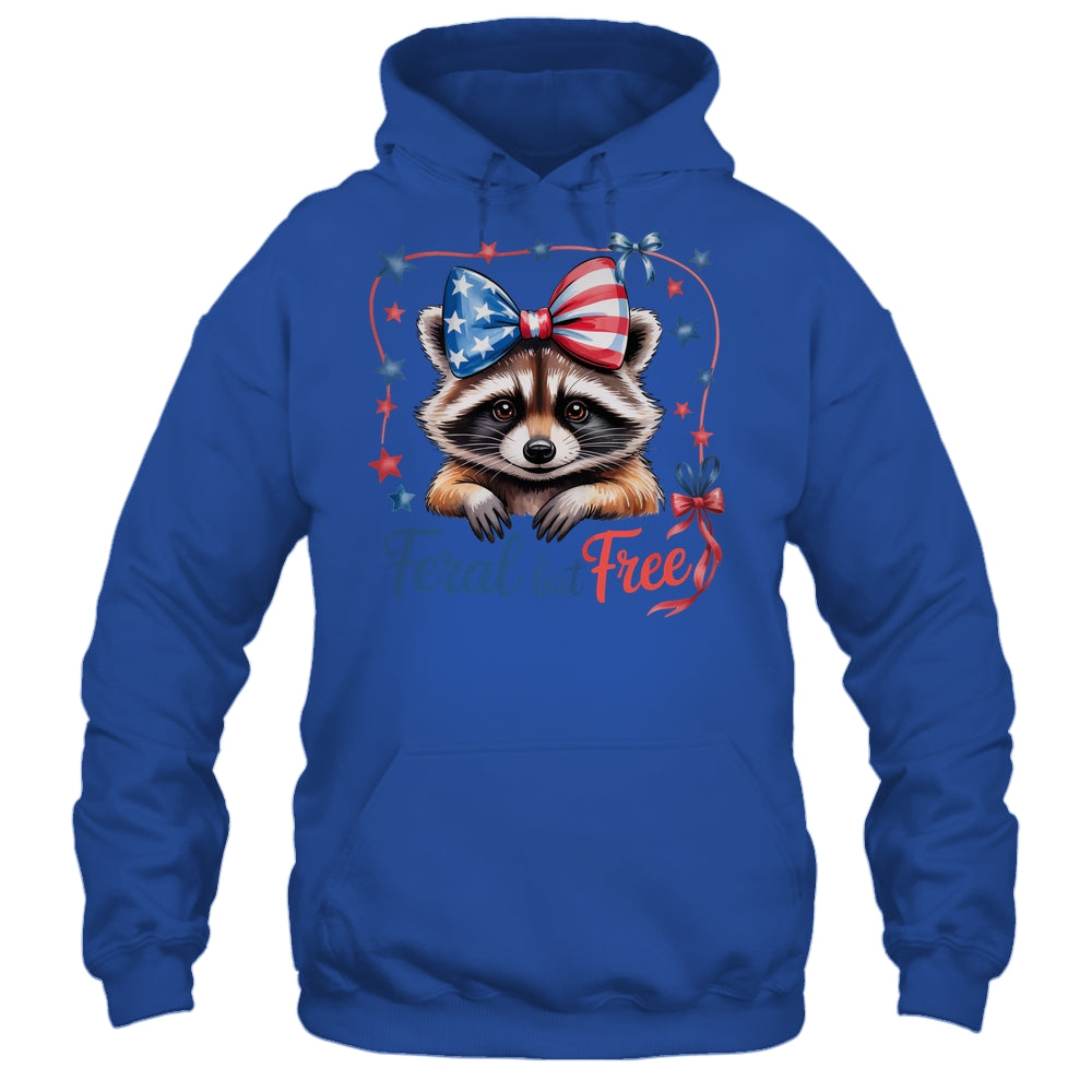Coquette Funny Raccoon 4th Of July Patriotic Feral But Free Shirt & Tank Top | teecentury