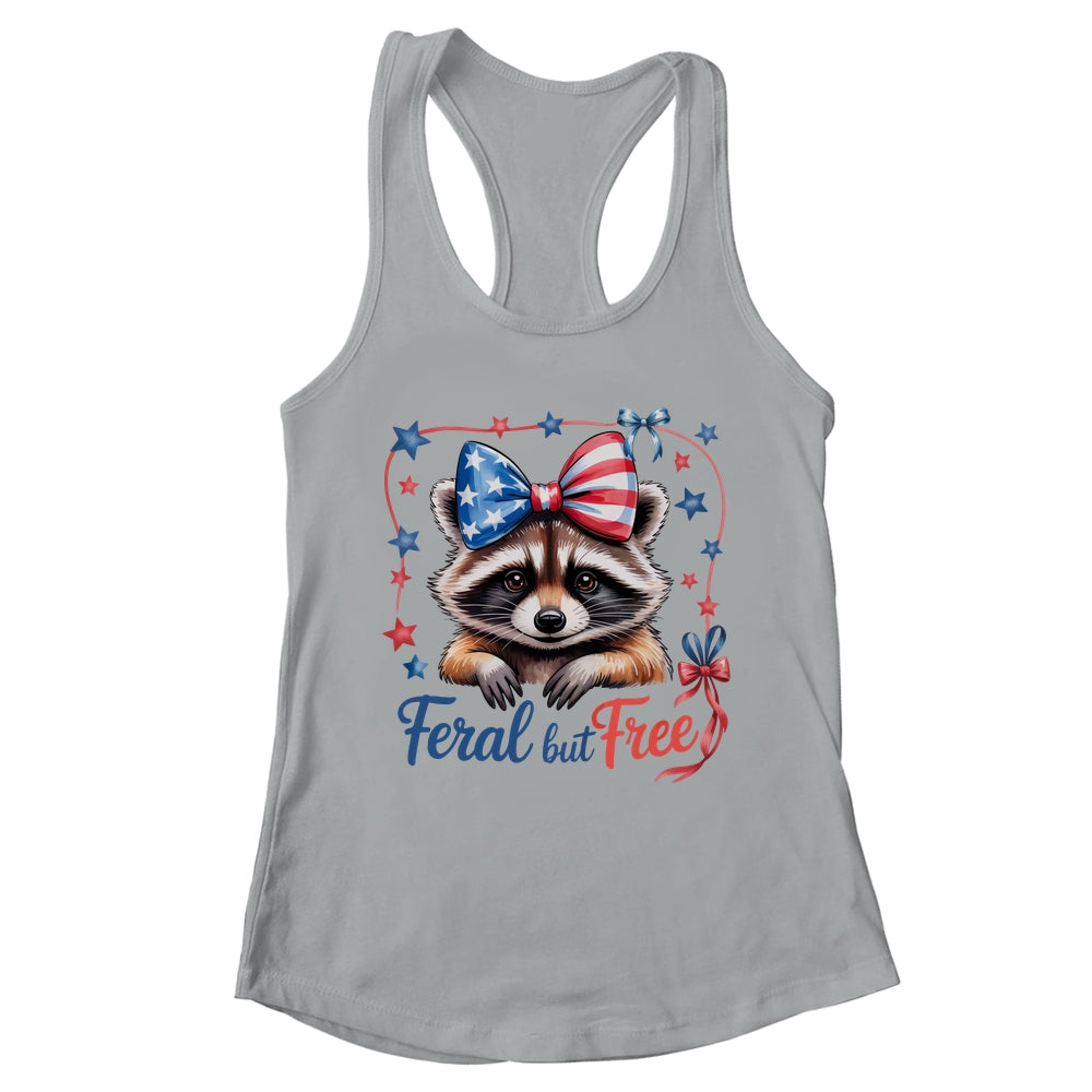 Coquette Funny Raccoon 4th Of July Patriotic Feral But Free Shirt & Tank Top | teecentury