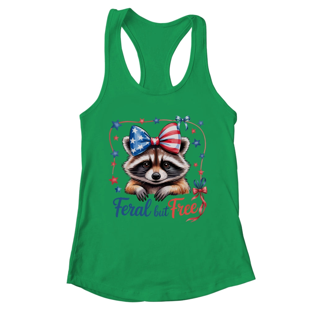 Coquette Funny Raccoon 4th Of July Patriotic Feral But Free Shirt & Tank Top | teecentury