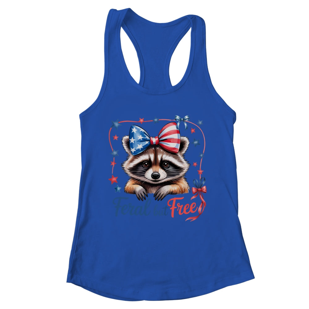 Coquette Funny Raccoon 4th Of July Patriotic Feral But Free Shirt & Tank Top | teecentury