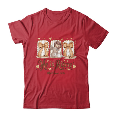 Coquette Jesus He Is Risen Easter Bible Verse Easter Women Shirt & Hoodie | teecentury