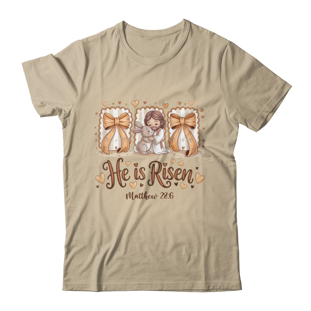 Coquette Jesus He Is Risen Easter Bible Verse Easter Women Shirt & Hoodie | teecentury