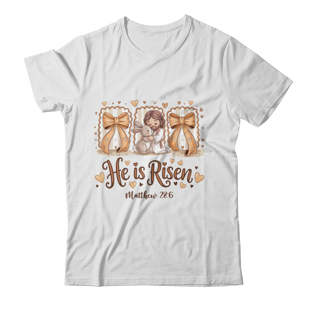 Coquette Jesus He Is Risen Easter Bible Verse Easter Women Shirt & Hoodie | teecentury