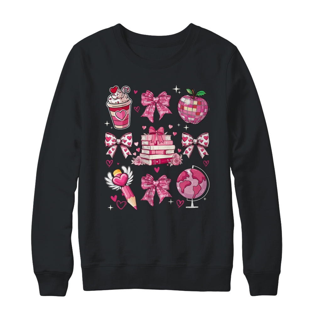 Coquette Pink Bow Ribbons Book Teacher Valentines  Women Shirt & Sweatshirt | teecentury
