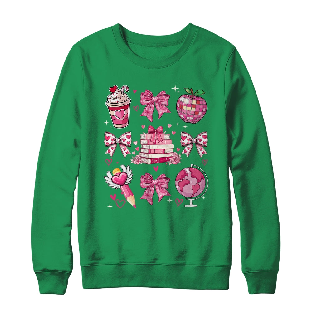 Coquette Pink Bow Ribbons Book Teacher Valentines  Women Shirt & Sweatshirt | teecentury