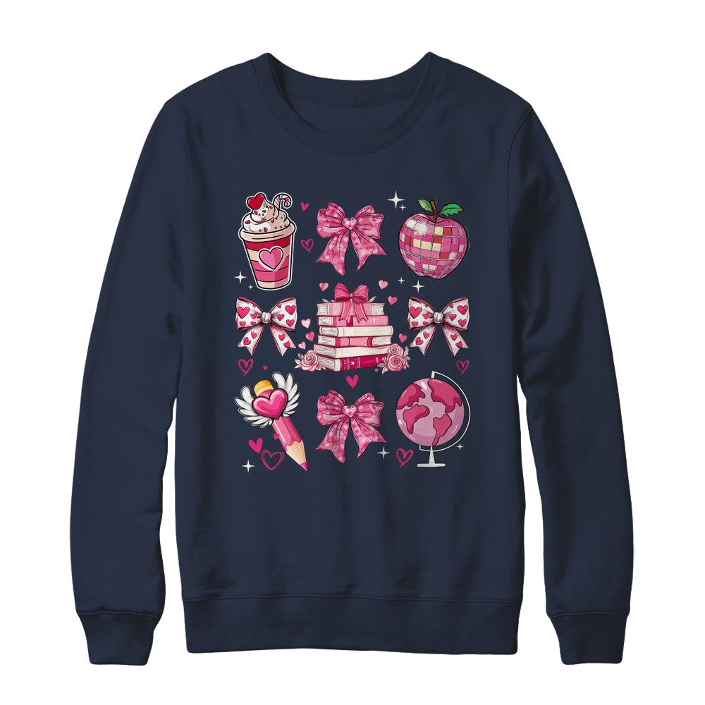 Coquette Pink Bow Ribbons Book Teacher Valentines  Women Shirt & Sweatshirt | teecentury